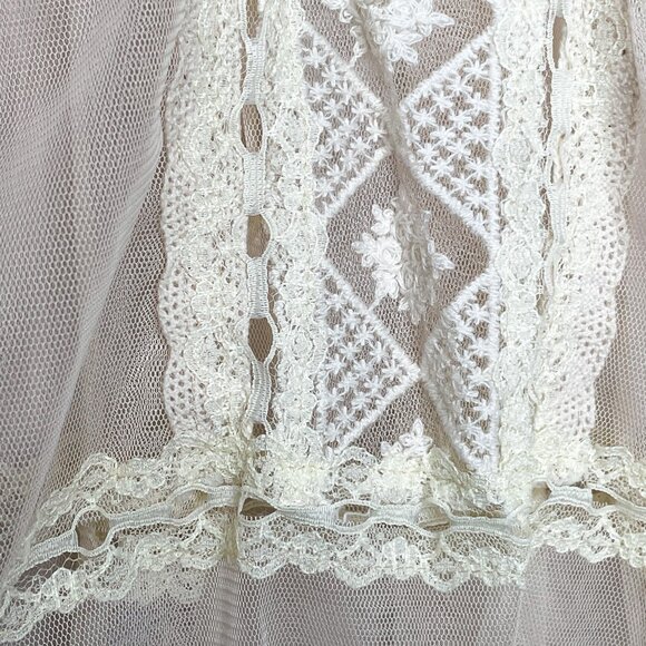 Blubyblu Girls Ivory Mesh Lace Dress Size 12‎ Vintage-Inspired Sleeveless Sheer - Picture 3 of 8